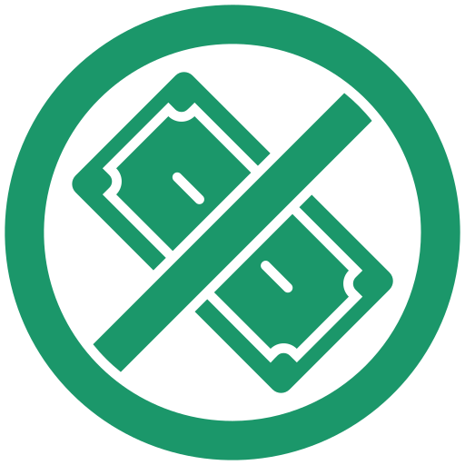 Green no upfront fees icon