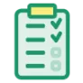 Checklist on green clipboard
