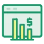 Icon showing dollar value over time