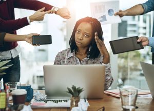 Woman stressed being contacted by multiple debt collectors