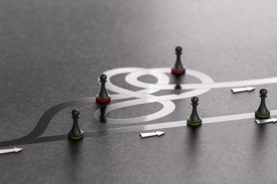 image of chess pawns trying to move forward