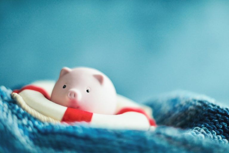 Piggy bank in emergency raft