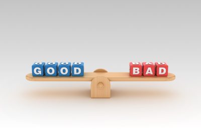 Good and bad on both sides of a scale