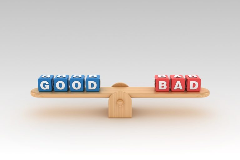 Good and bad on both sides of a scale
