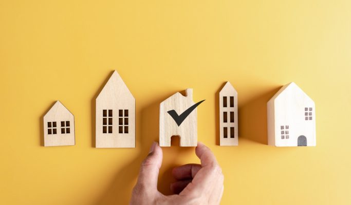 Real estate investing concept. investment long-term property passive income, home rent, invest budget, mortgage house, house insurance and residential concept.