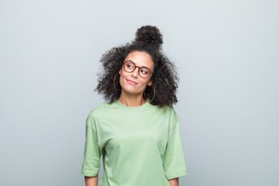 Portrait of young curious woman