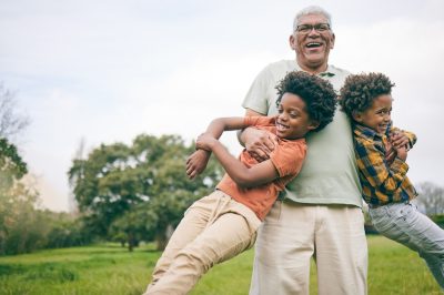 Grandfather and grandchildren