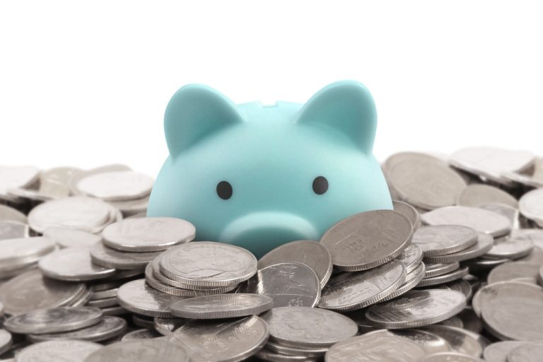 Piggy bank on space for text. saving money, crisis. Business or Retirement Savings
