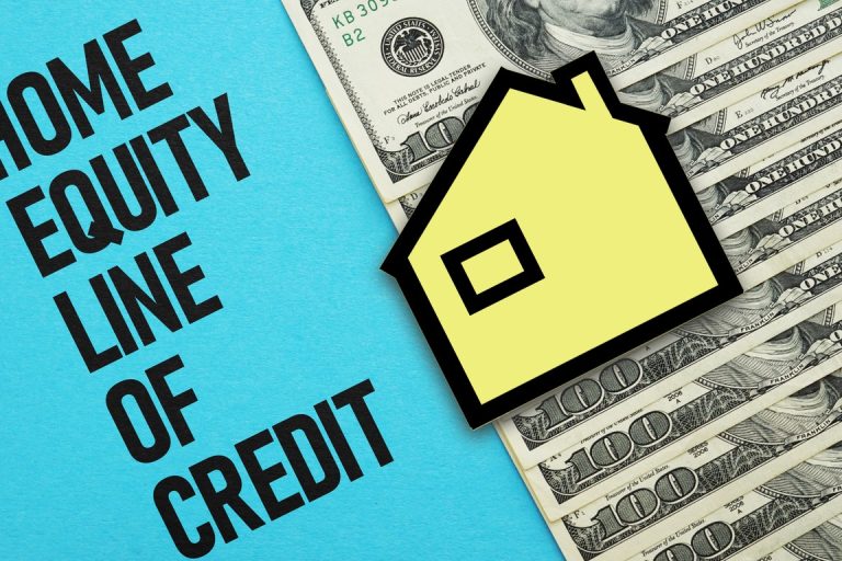 Home equity line of credit HELOC is shown as the business and financial concept