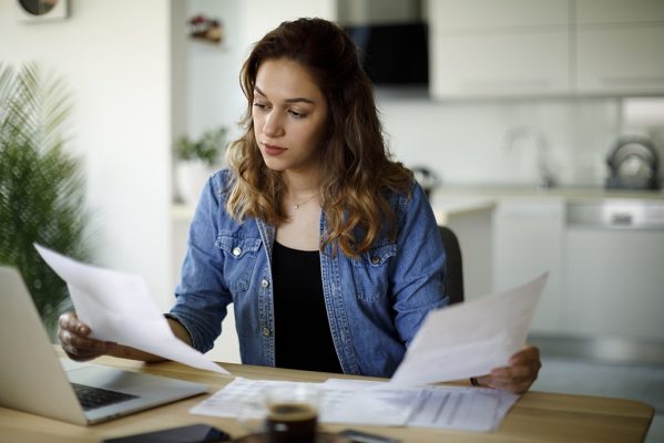 woman using debt validation letter