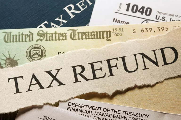 image of papers including tax refund