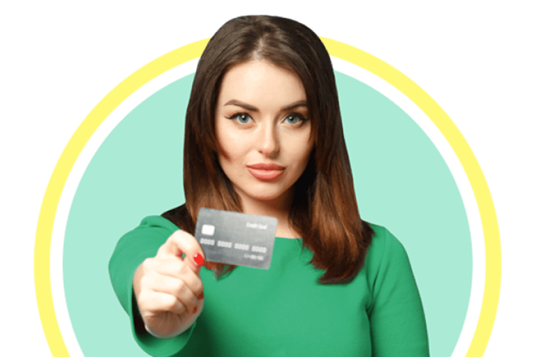 Woman holding credit card