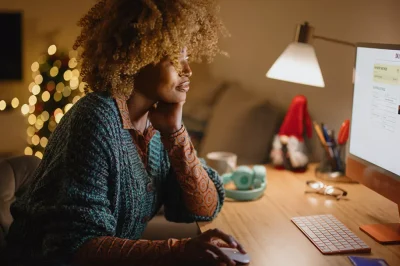 woman at computer shopping online